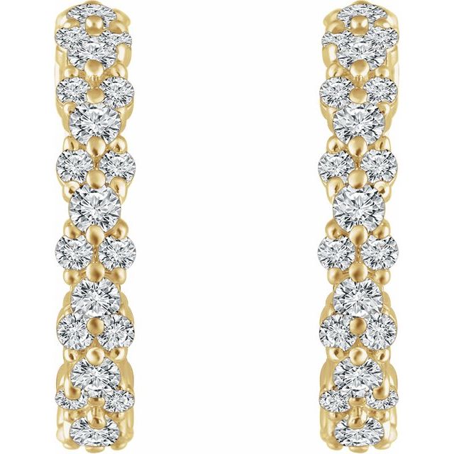 14K Yellow 5/8 CTW Diamond Hoop Earrings 2