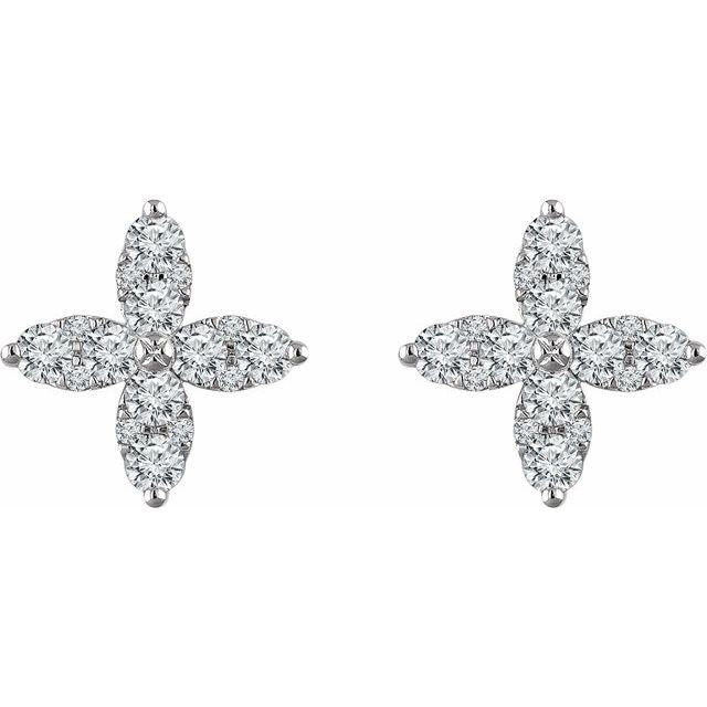 14K White 1 1/4 CTW Diamond Flower Earrings 2