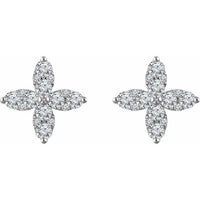 14K White 1 1/4 CTW Diamond Flower Earrings 2