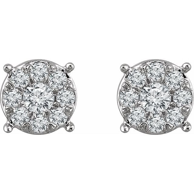 14K White 1/4 CTW Diamond Cluster Stud Earrings 2