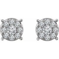 14K White 1/4 CTW Diamond Cluster Stud Earrings 2