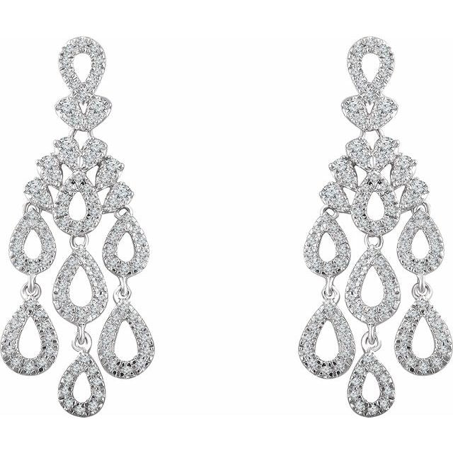 14K White 7/8 CTW Diamond Dangle Earrings 2