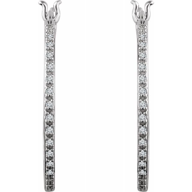 14K White 1/4 CTW Diamond Hoop Earrings 2