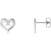 Platinum 1/10 CTW Diamond Heart Stud Earrings 1