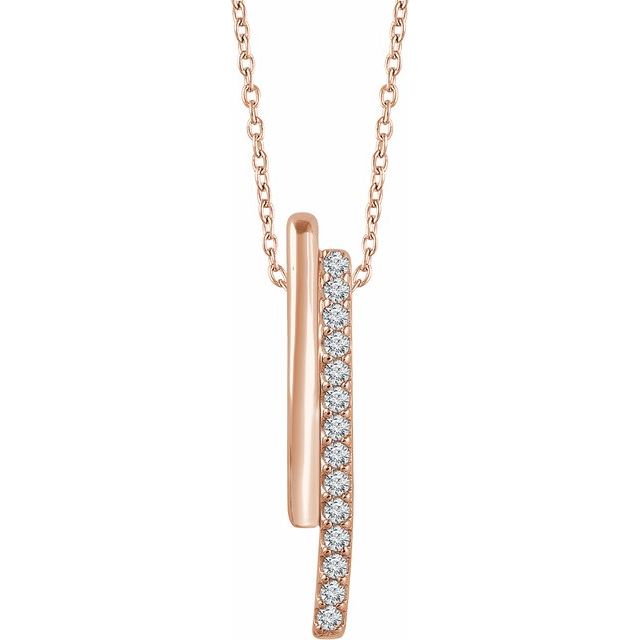 14K Rose 1/5 CTW Diamond 16-18" Bar Necklace 1