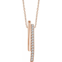14K Rose 1/5 CTW Diamond 16-18" Bar Necklace 1