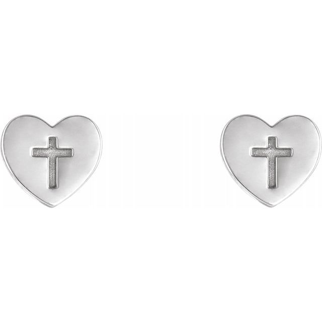 Sterling Silver Heart & Cross Earrings 2