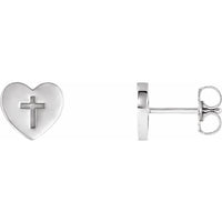 Sterling Silver Heart & Cross Earrings 1
