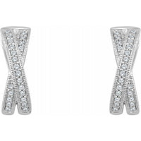 14K White 1/5 CTW Diamond Criss-Cross Hoop Earrings 2