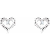 Platinum 1/10 CTW Diamond Heart Stud Earrings 2