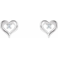 Sterling Silver 1/10 CTW Diamond Heart Stud Earrings 2