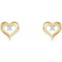 14K Yellow 1/10 CTW Diamond Heart Stud Earrings 2