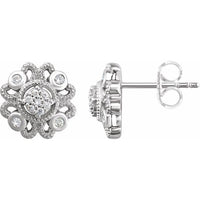 Sterling Silver 1/8 CTW Diamond Cluster Earrings 1