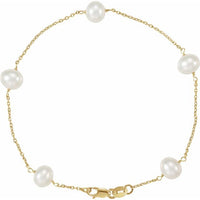 14K Yellow Pearl Station 7" Bracelet 1