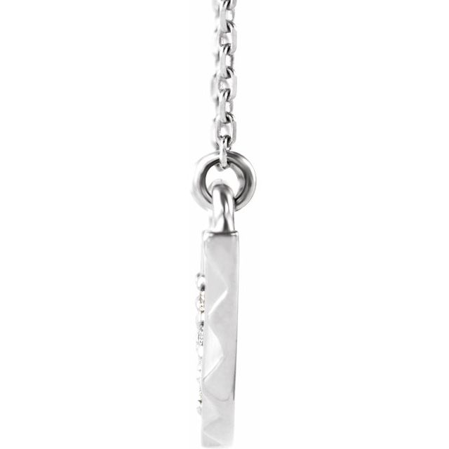 Sterling Silver .08 CTW Diamond Curved Bar 16-18" Necklace 2