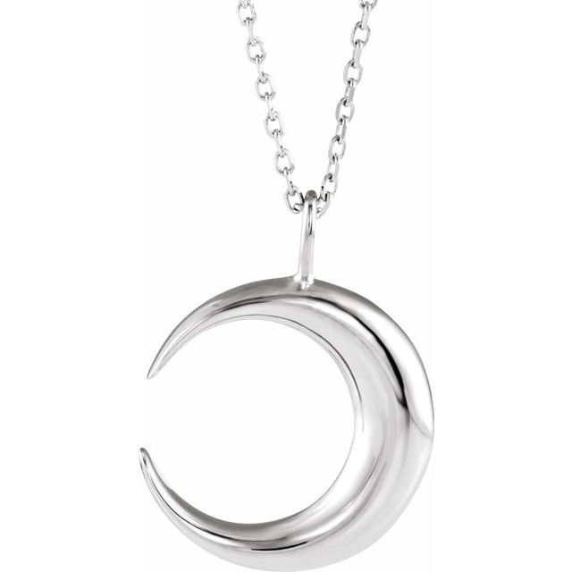 Sterling Silver Crescent Moon 16-18" Necklace 1