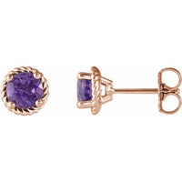 14K Rose Amethyst Rope Earrings 1