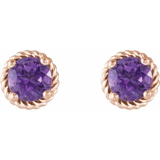 14K Rose Amethyst Rope Earrings 2