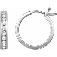 14K White 1/2 CTW Diamond Hoop Earrings 1