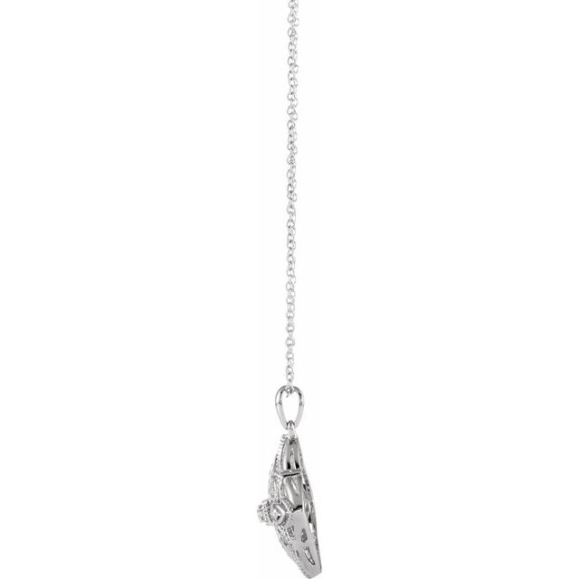 Sterling Silver 1/10 CTW Diamond Granulated Filigree 18" Necklace 2