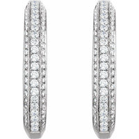 14K White 3/4 CTW Diamond Hoop Earrings 2