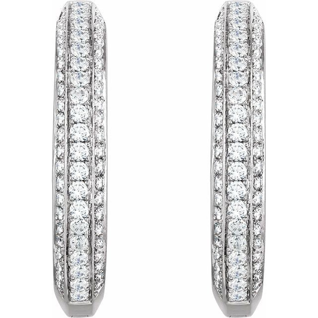 14K White 3/4 CTW Diamond Hoop Earrings 2