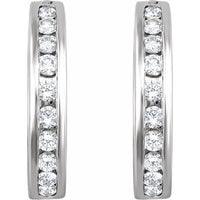 14K White 1/2 CTW Diamond Hoop Earrings 2