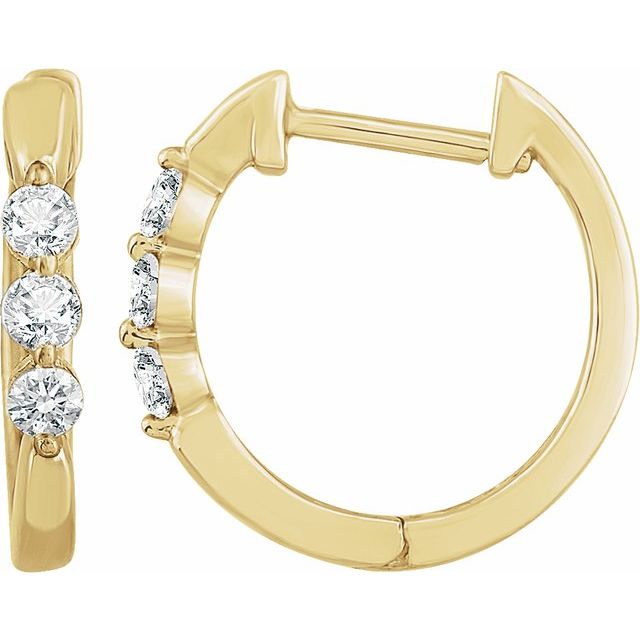 14K Yellow 1/4 CTW Diamond Hoop Earrings 1