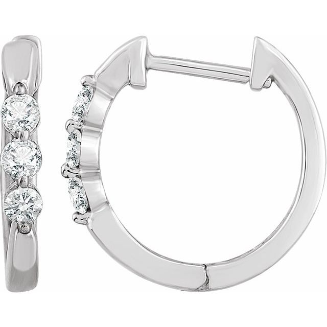 14K White 1/4 CTW Diamond Hoop Earrings 1