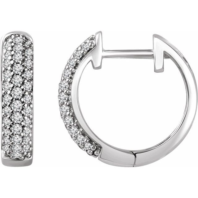 14K White 1/3 CTW Diamond Hoop Earrings 1