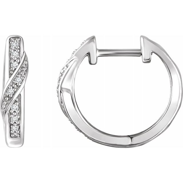 14K White .05 CTW Diamond Hoop Earrings 1