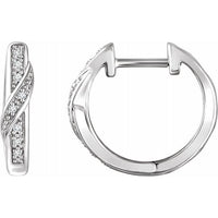 14K White .05 CTW Diamond Hoop Earrings 1