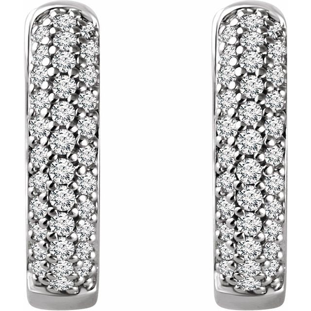 14K White 1/3 CTW Diamond Hoop Earrings 2