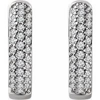 14K White 1/3 CTW Diamond Hoop Earrings 2