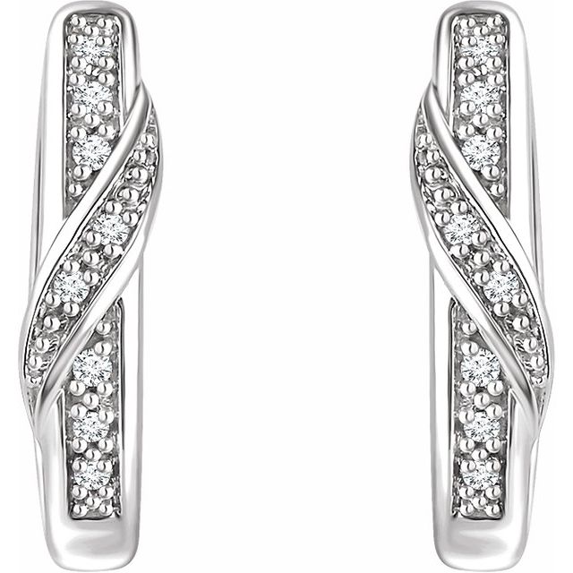 14K White .05 CTW Diamond Hoop Earrings 2
