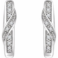 14K White .05 CTW Diamond Hoop Earrings 2
