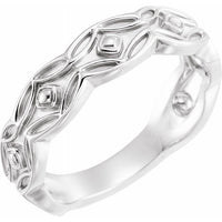 Sterling Silver Scalloped Geometric Ring 1