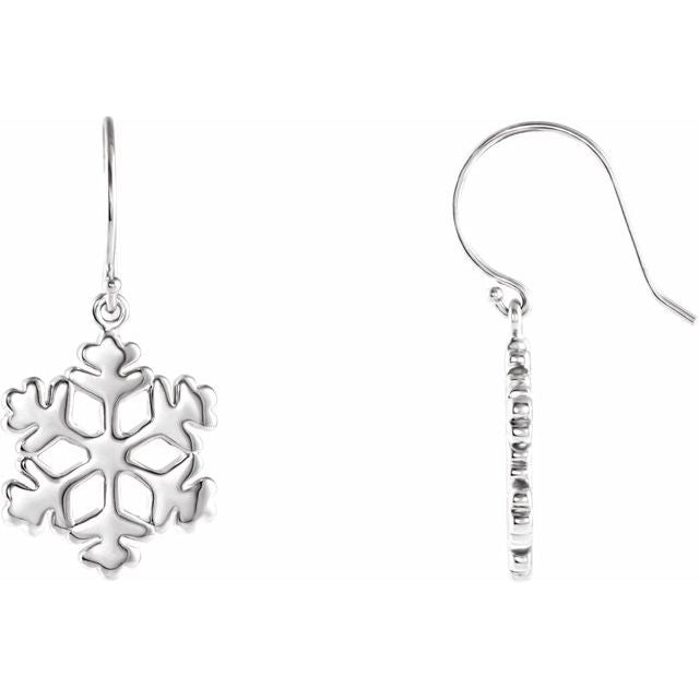 Sterling Silver 19.75x15 mm Petite Snowflake Earrings 1