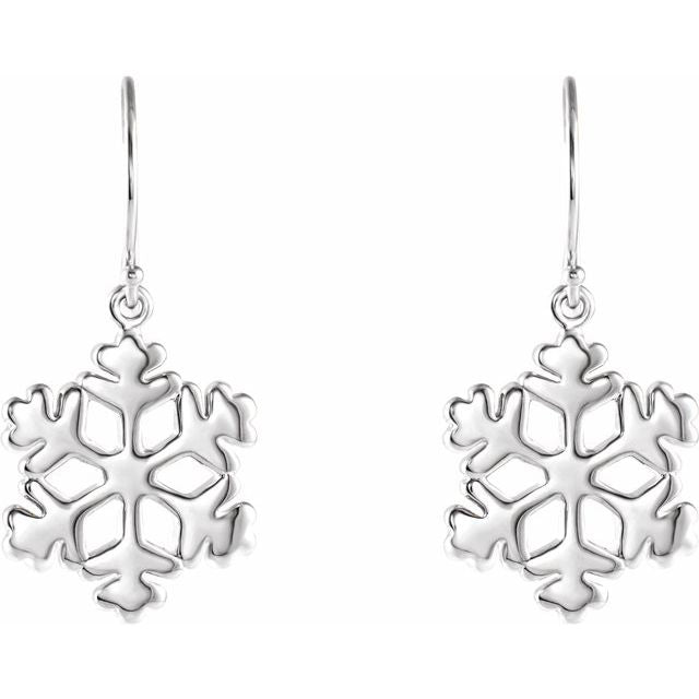 Sterling Silver 19.75x15 mm Petite Snowflake Earrings 2