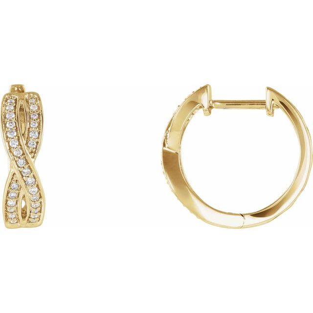 14K Yellow 1/5 CTW Diamond Infinity-Inspired Hoop Earrings 1