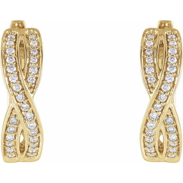 14K Yellow 1/5 CTW Diamond Infinity-Inspired Hoop Earrings 2