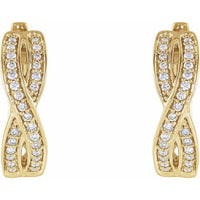 14K Yellow 1/5 CTW Diamond Infinity-Inspired Hoop Earrings 2