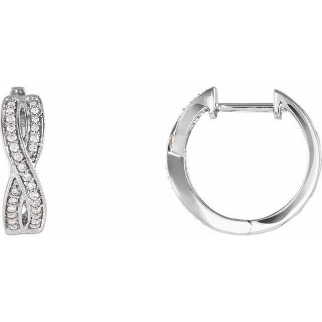 14K White 1/5 CTW Diamond Infinity-Inspired Hoop Earrings 1