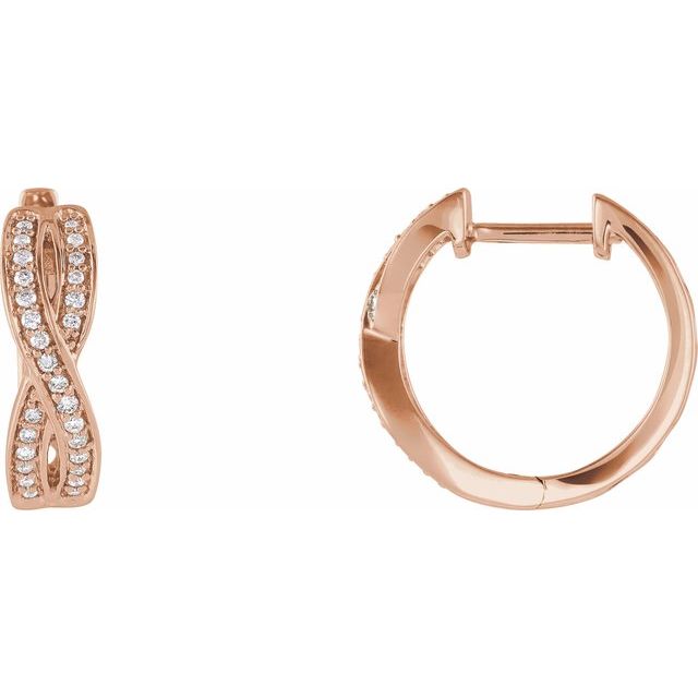 14K Rose 1/5 CTW Diamond Infinity-Inspired Hoop Earrings 1