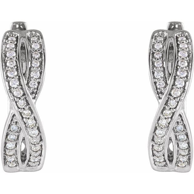 14K White 1/5 CTW Diamond Infinity-Inspired Hoop Earrings 2