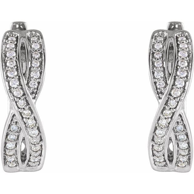 14K White 1/5 CTW Diamond Infinity-Inspired Hoop Earrings 2