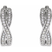 14K White 1/5 CTW Diamond Infinity-Inspired Hoop Earrings 2