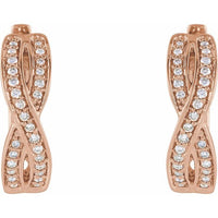 14K Rose 1/5 CTW Diamond Infinity-Inspired Hoop Earrings 2