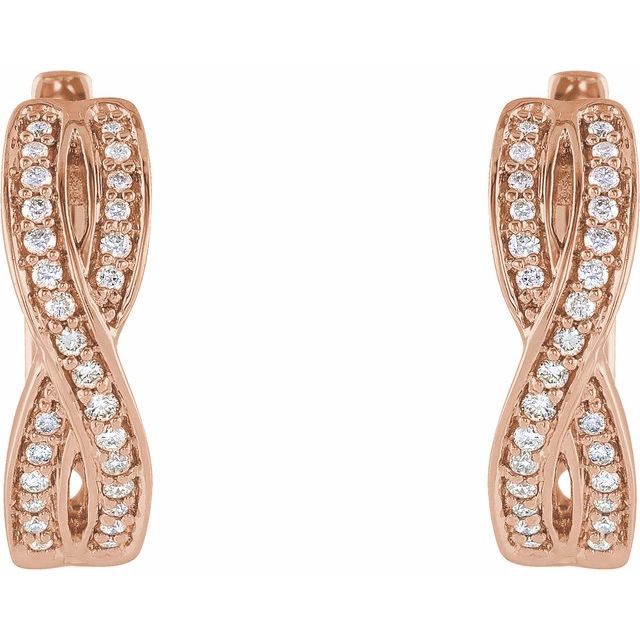 14K Rose 1/5 CTW Diamond Infinity-Inspired Hoop Earrings 2