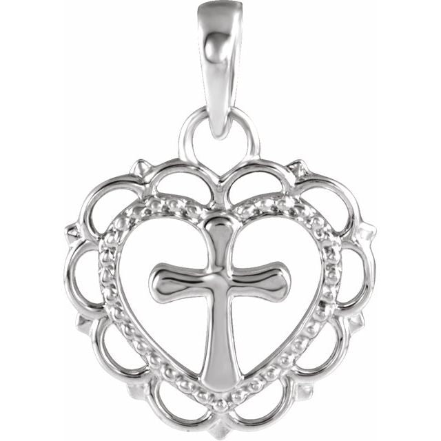 Platinum Youth Heart with Cross Pendant 1